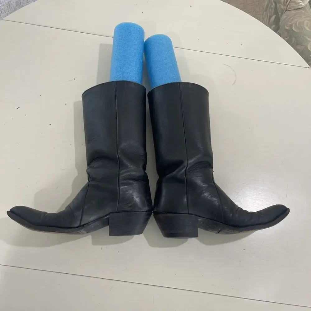 Champion Attitude Men Black Western Boots Size 9B Snap Side Vintage